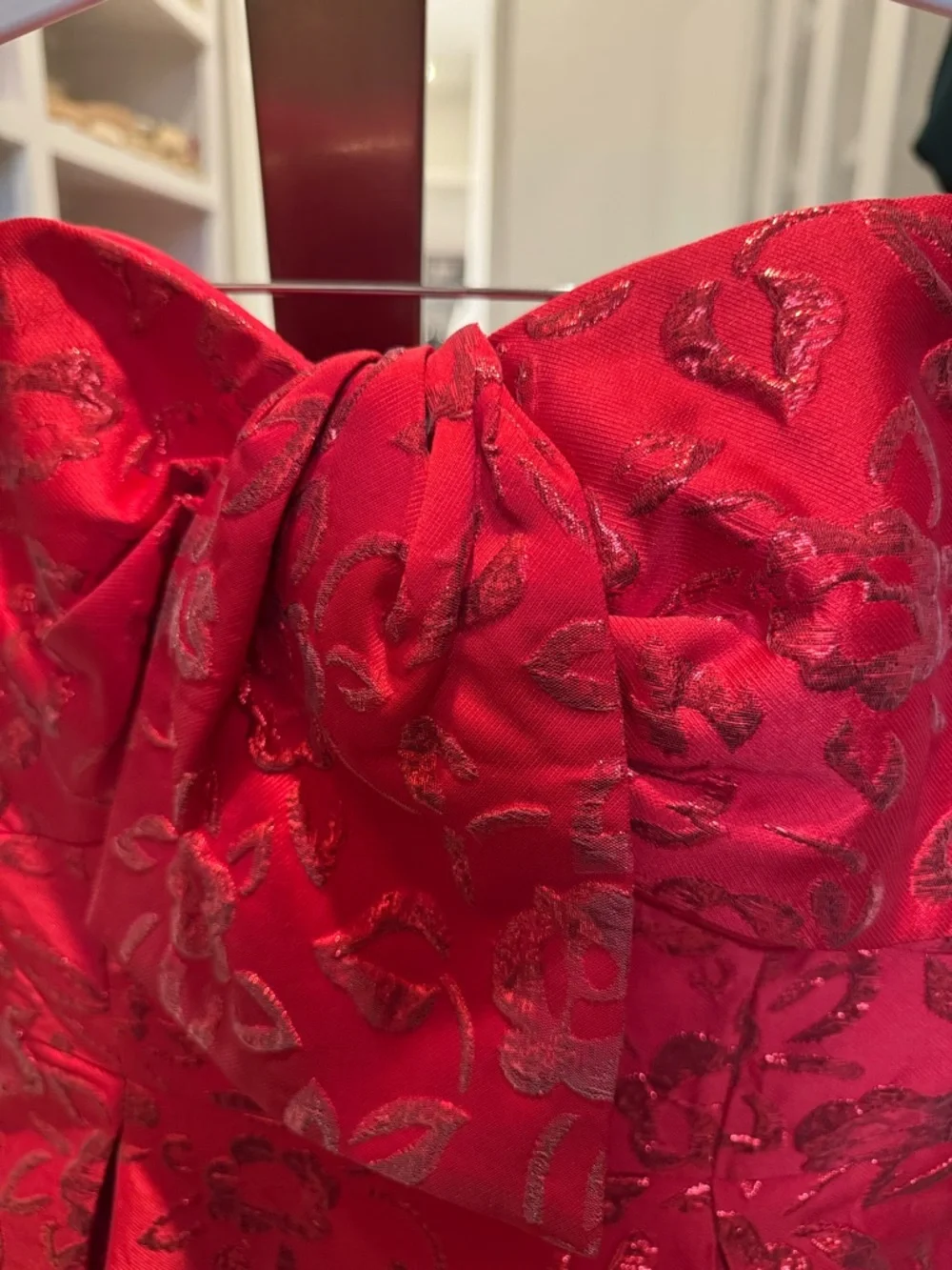 Lilly Pulitzer Kataleya Floral Red Strapless Bow Jacquard Dress NWT Size 2 - Picture 4 of 6